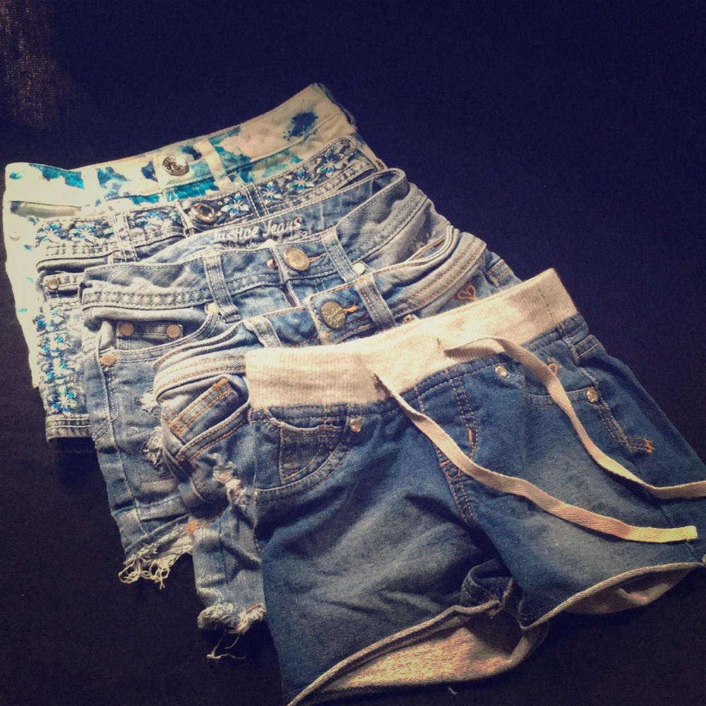 Lil Girls 7 slim justice shorts bundle